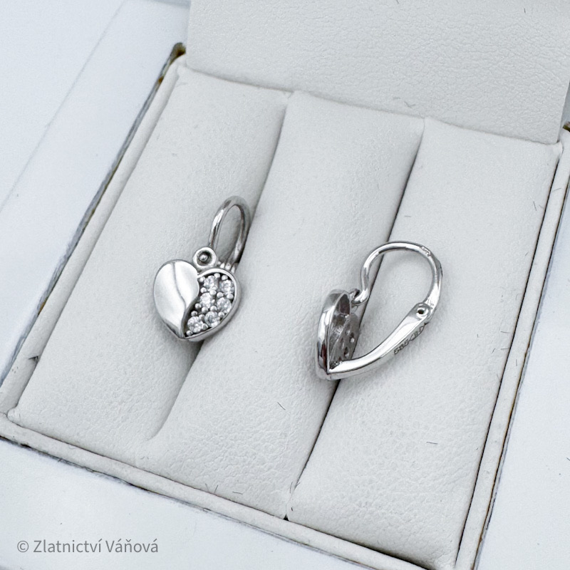 Bílé zlato miminkovské náušnice SRDCE